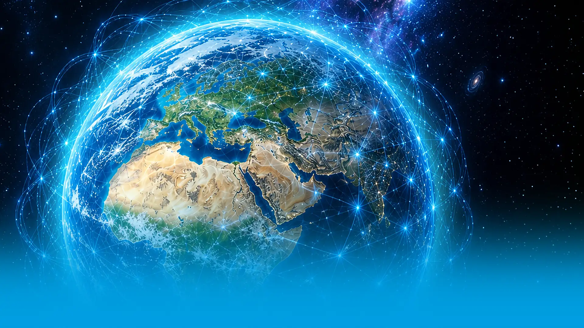 Vernetzte Erde als Symbol für globale Energieversorgung und eine Zukunft jenseits der Abhängigkeit von Erdöl.
