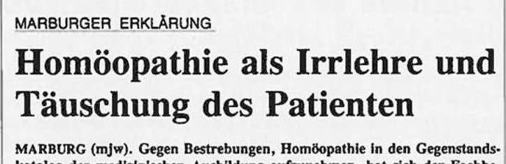 Die 'Marburger Erklärung' oder der Schuss nach hinten