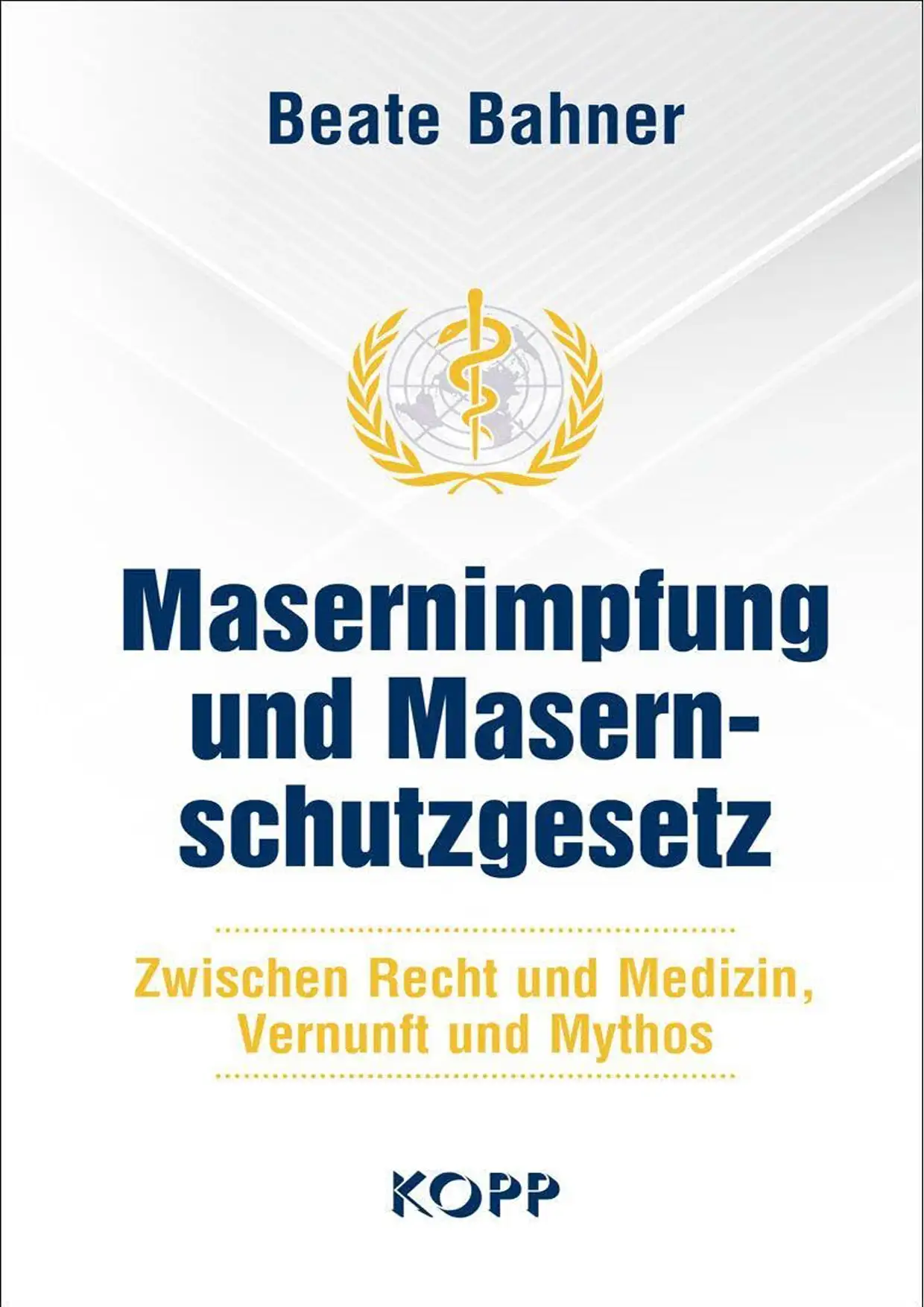 Goldenes medizinisches Symbol auf weißem Hintergrund als Sinnbild für die Verbindung von Medizin und rechtlichen Fragen rund um die Masernimpfung.