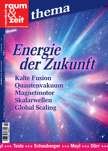 Leuchtende Galaxie mit farbigen Energiewellen und hellem Zentrum im Weltraum als Symbol für kosmische Energie und zukünftige Energiequellen.