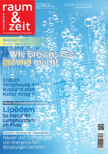 aufsteigende Wasserstoffblasen vor medizinischem Hintergrund als Symbol der heilenden Wirkung von Browns Gas