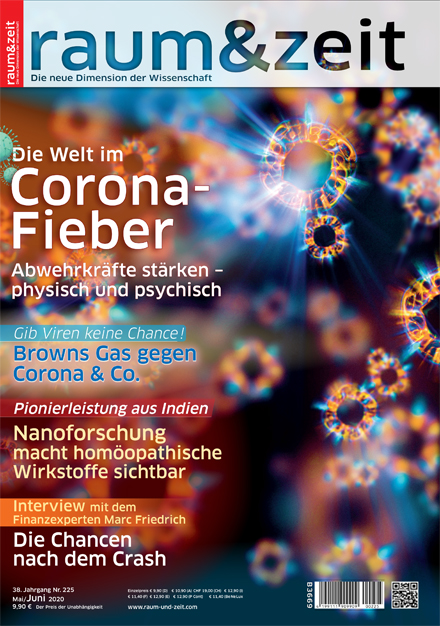 leuchtende virusartige Strukturen in mikroskopischer Darstellung als Symbol des Corona-Fiebers