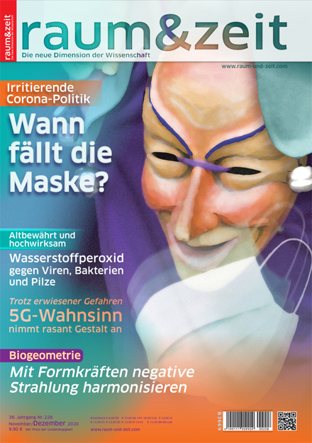 Holzschnitt-Maske verliert medizinische Maske als Symbol der Maskerade der Corona-Politik