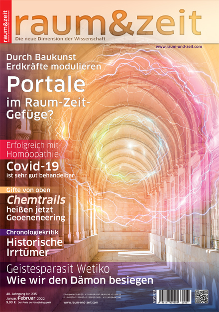 Mystisches Portal aus geometrischer Architektur, durchzogen von Energielinien zwischen Erde und Kosmos