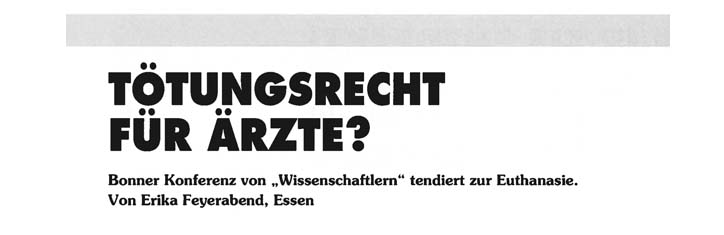 Tötungsrecht für Ärzte?